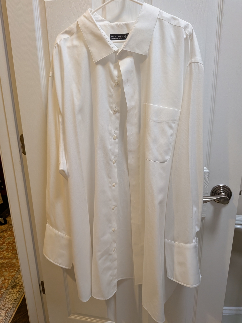 Rochester 4XB White Men's Dress Shirt French Cuffs 100% Egyptian Cotton Like New